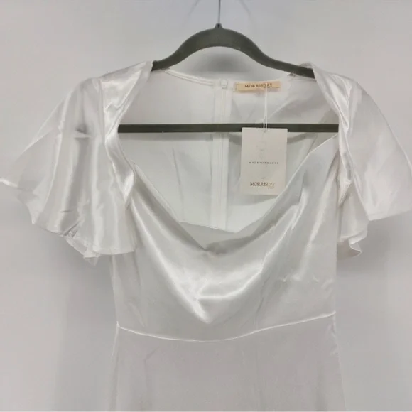 NWT MORRISDAY Elegant White Satin Dress - Picture 2 of 5